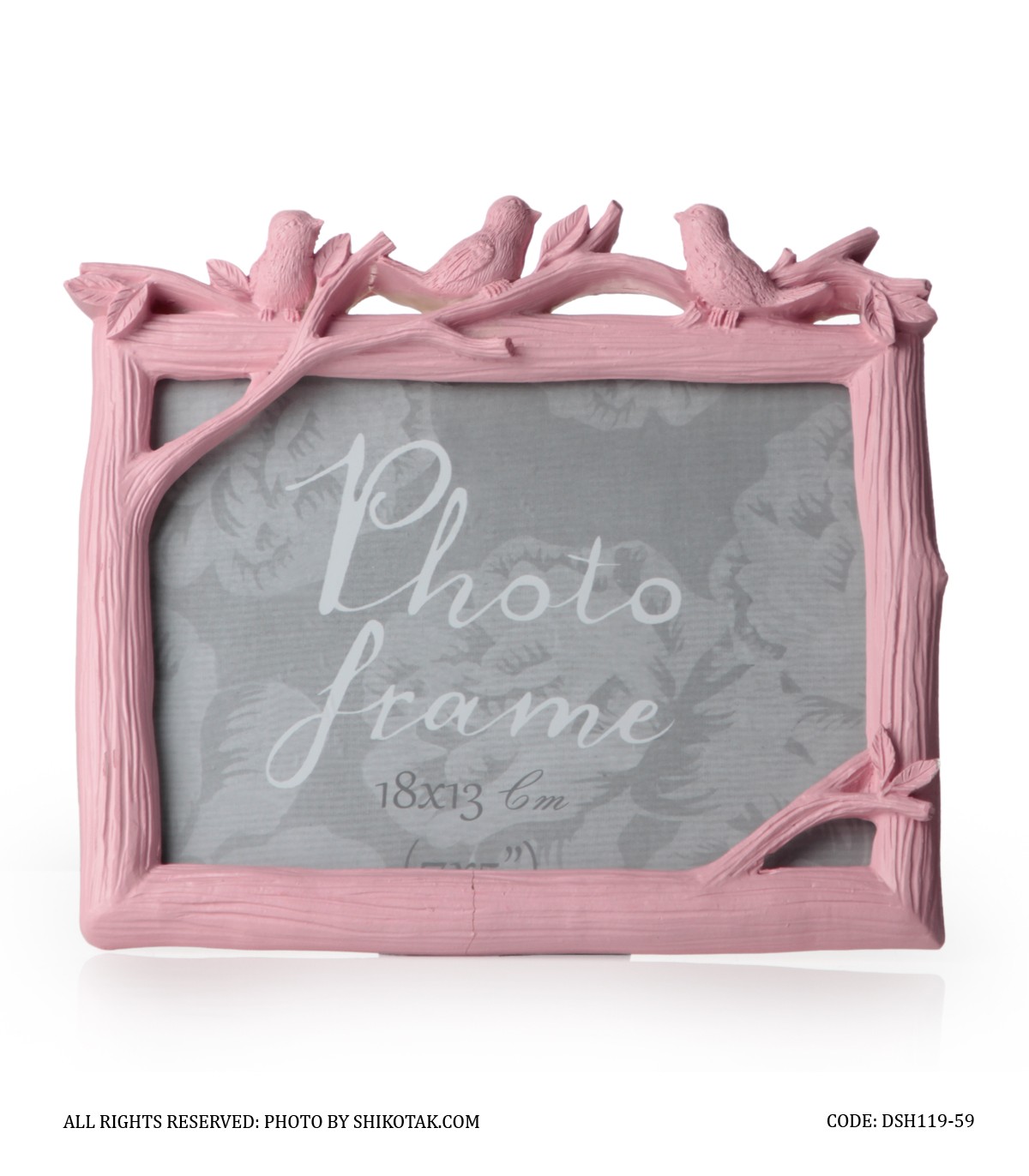 قاب عکس فانتزی افقی طرح کبوتر صورتی