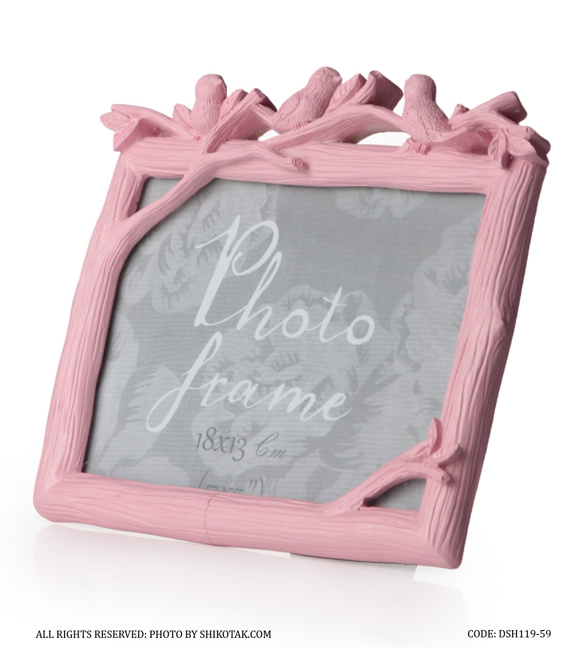 قاب عکس فانتزی افقی طرح کبوتر صورتی