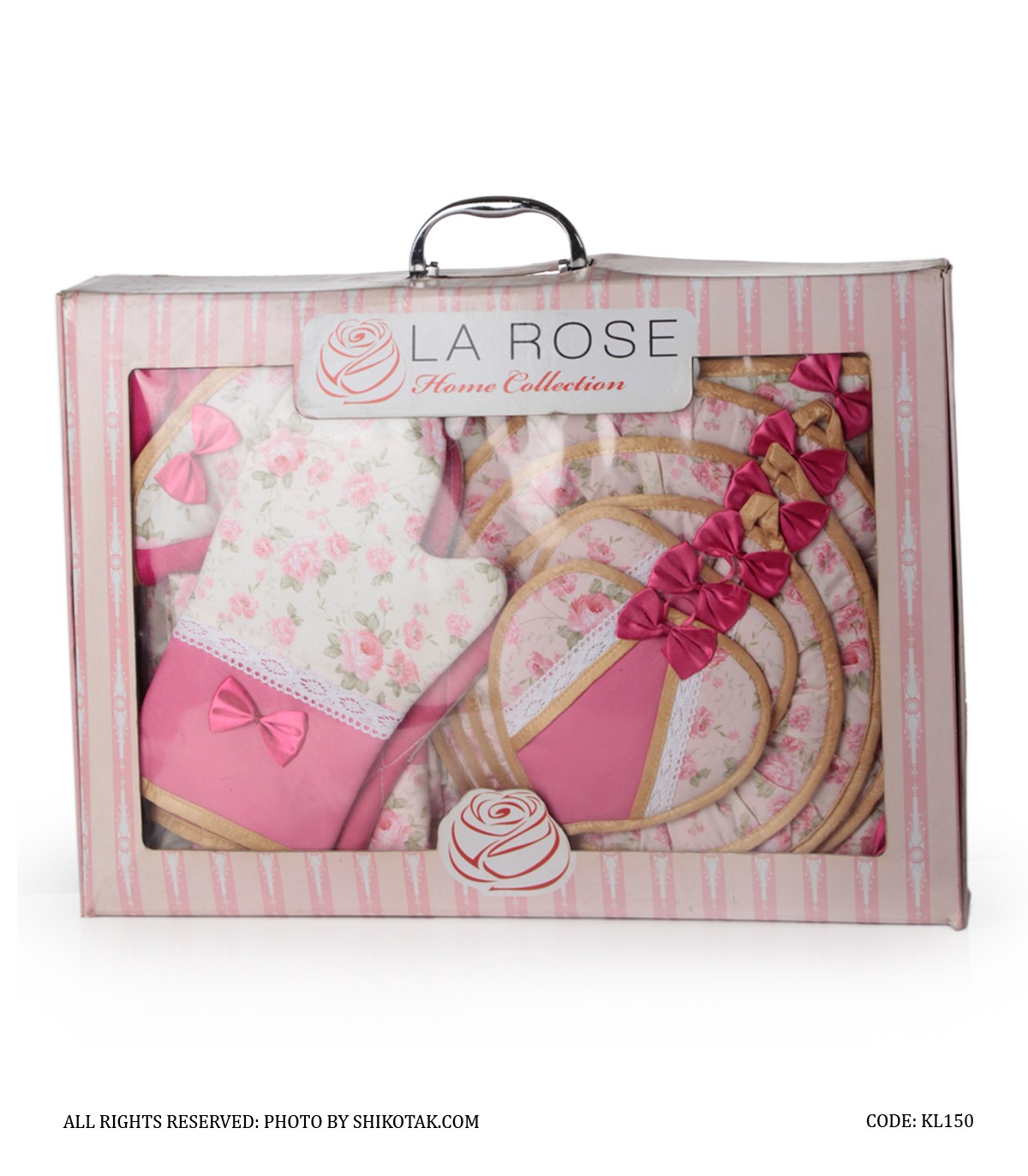 ست دم کنی عروس گلدار صورتی 18 تکه مدل Flowerita