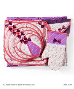 ست پارچه ای آشپزخانه عروس 18 تکه گلدار بنفش