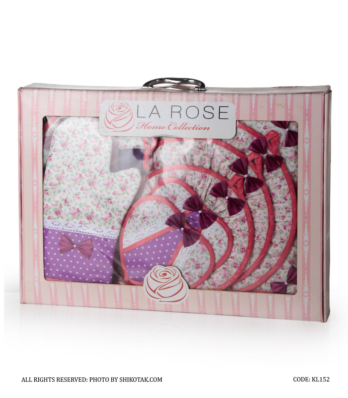 ست پارچه ای آشپزخانه عروس 18 تکه گلدار بنفش