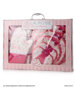 سرویس آشپزخانه پارچه ای عروس 18 تکه سرخابی Flowerita