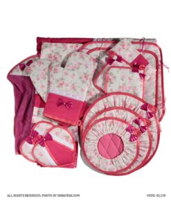 سرویس آشپزخانه پارچه ای عروس 18 تکه سرخابی Flowerita