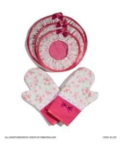 سرویس آشپزخانه پارچه ای عروس 18 تکه سرخابی Flowerita