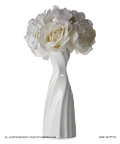 گلدان سرامیکی سفید روبان قرمز