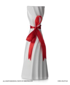 گلدان سرامیکی سفید روبان قرمز