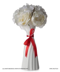 گلدان سرامیکی سفید روبان قرمز