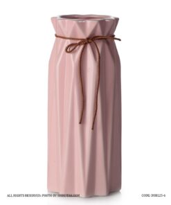 گلدان سرامیکی نخ دار صورتی