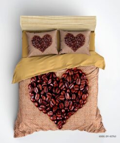 روتختی و ملحفه کشدار دو نفره طرح قهوه  مدل COFFEE