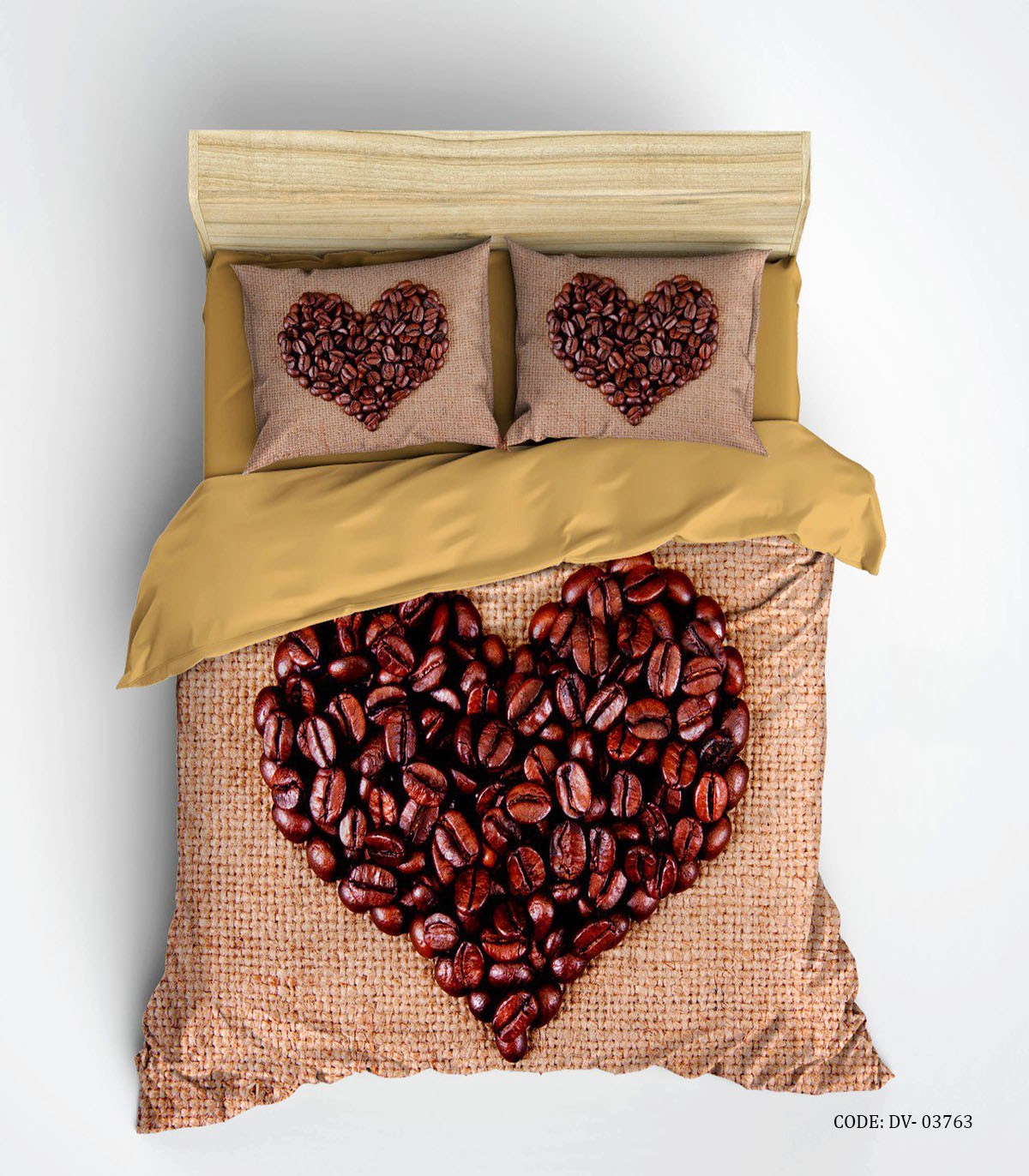 روتختی و ملحفه کشدار دو نفره طرح قهوه مدل COFFEE