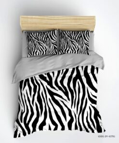 ست روتختی و لحاف دوختدار دو نفره سیاه و سفید زبرا
