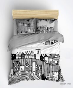روتختی و لحاف دوختدار سیاه و سفید مدل شهر