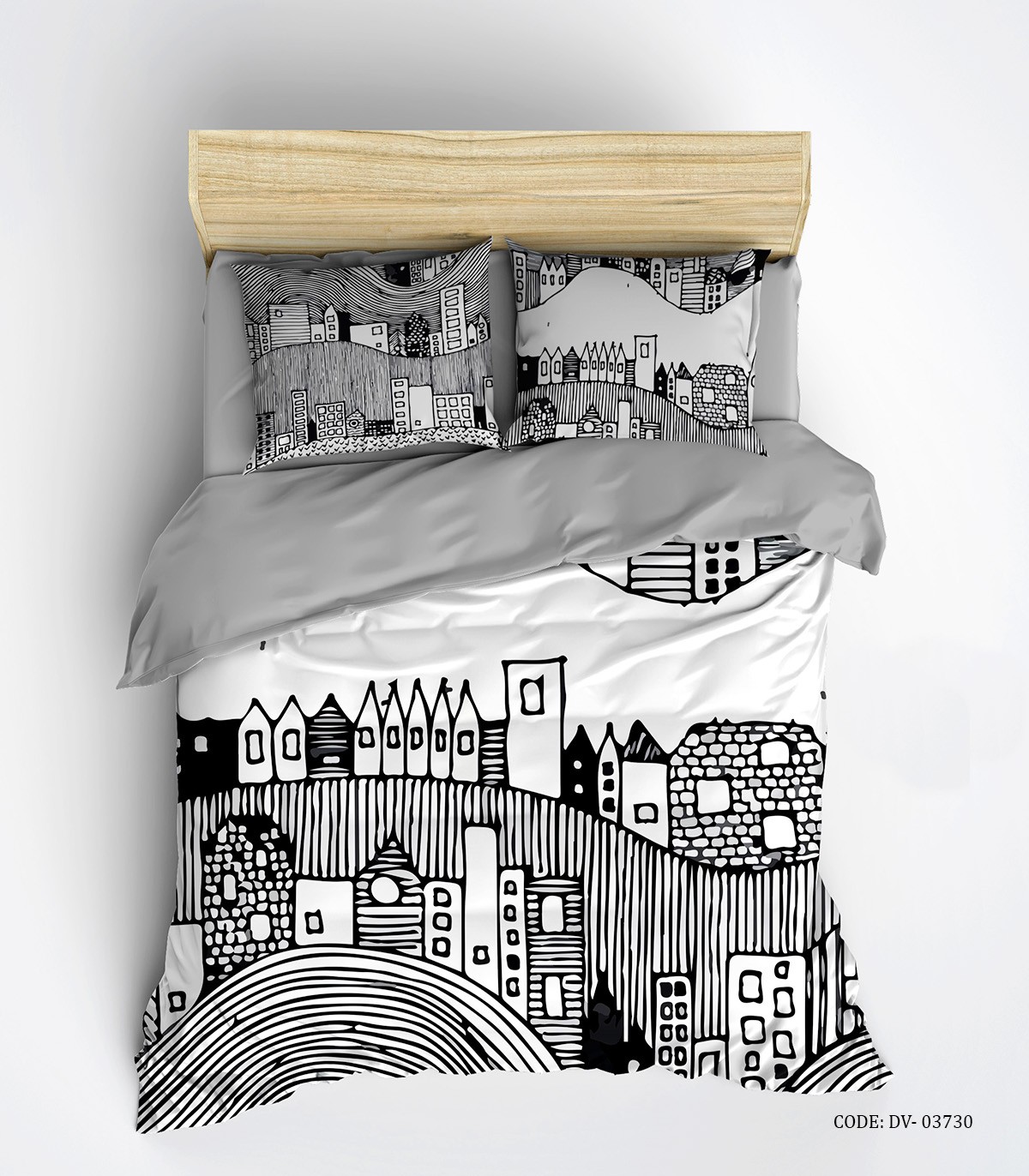 روتختی و لحاف دوختدار سیاه و سفید مدل شهر