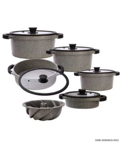 سرویس قابلمه گرانیتی 11 پارچه زرساب مدل مونارک پلاس طوسی