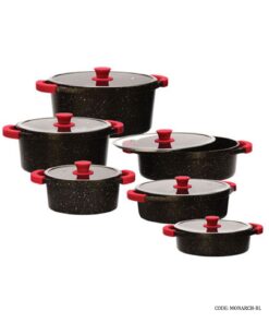 ست قابلمه گرانیتی زرساب 12 پارچه مدل مونارک مشکی