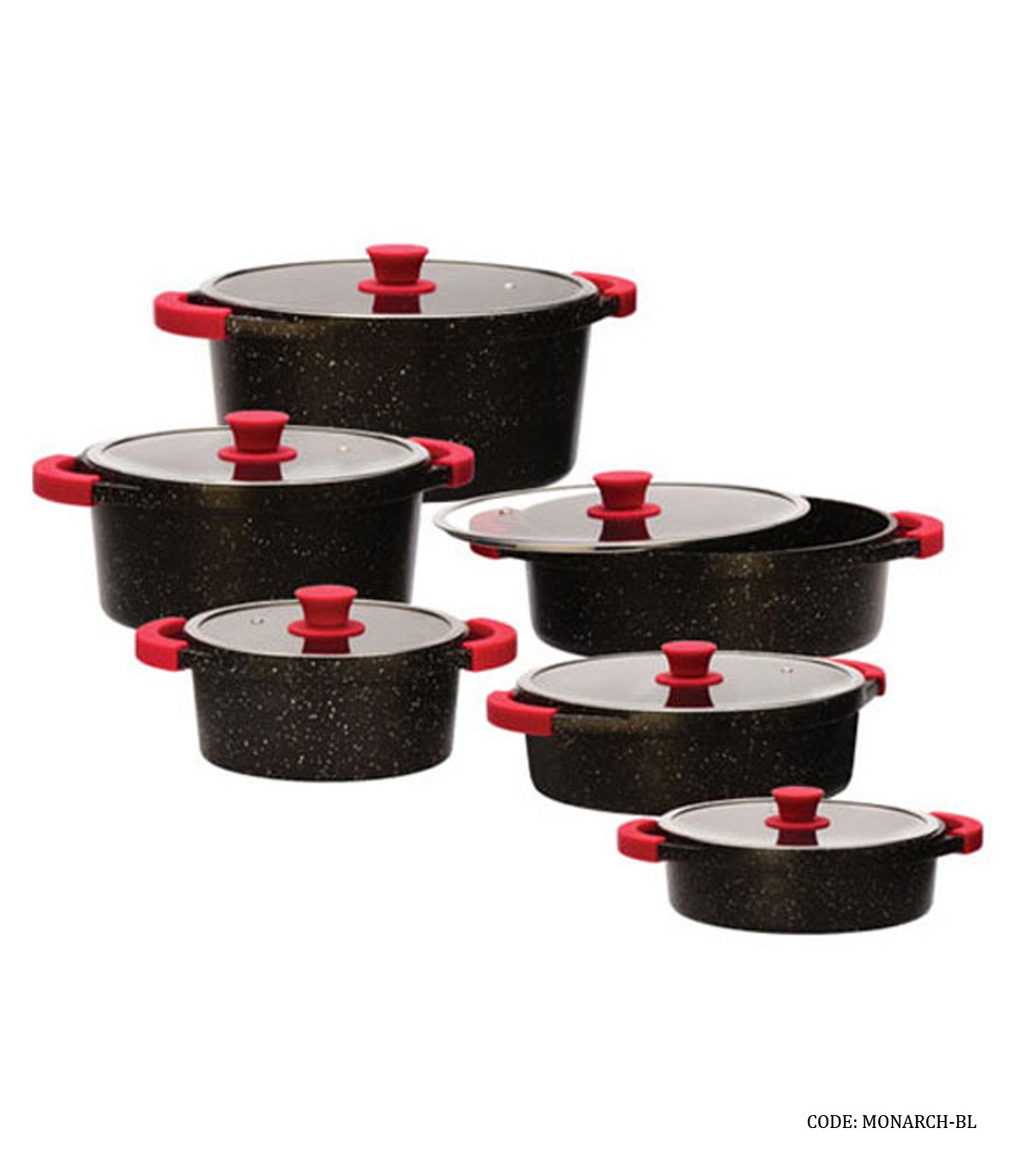 ست قابلمه گرانیتی زرساب 12 پارچه مدل مونارک مشکی