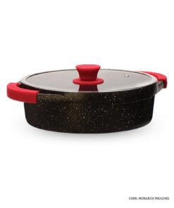 تابه گرانیتی درب شیشه ای زرساب سایز 20 مدل مونارک مشکی