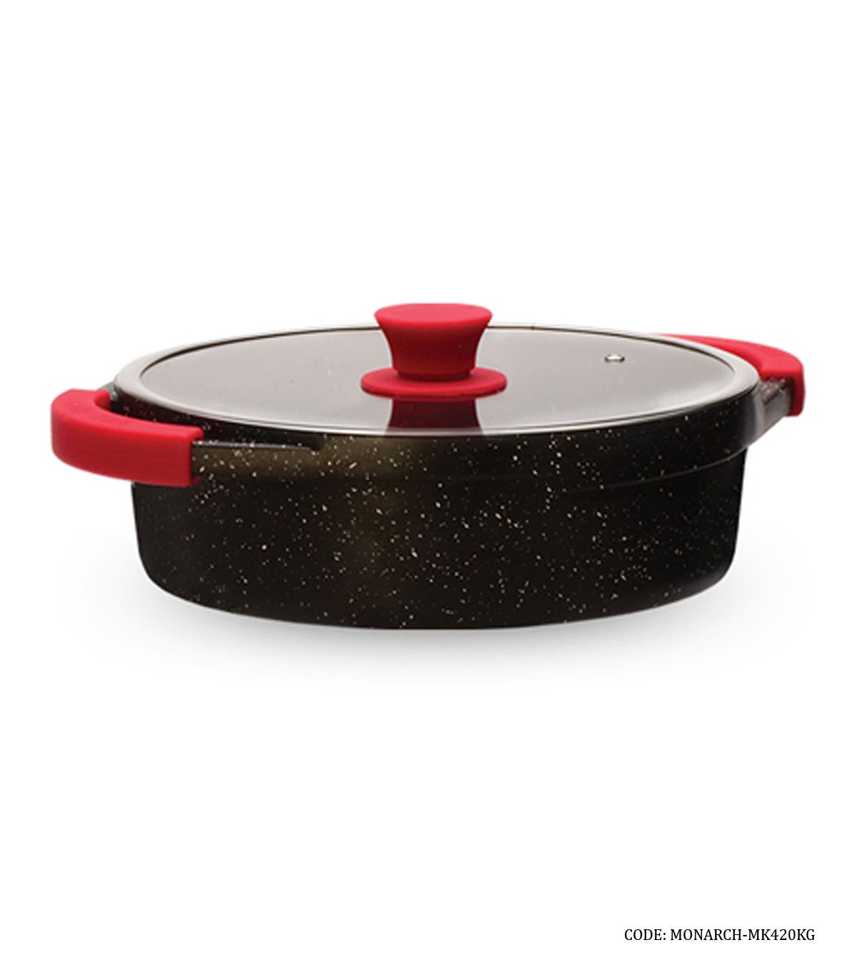 تابه گرانیتی درب شیشه ای زرساب سایز 20 مدل مونارک مشکی