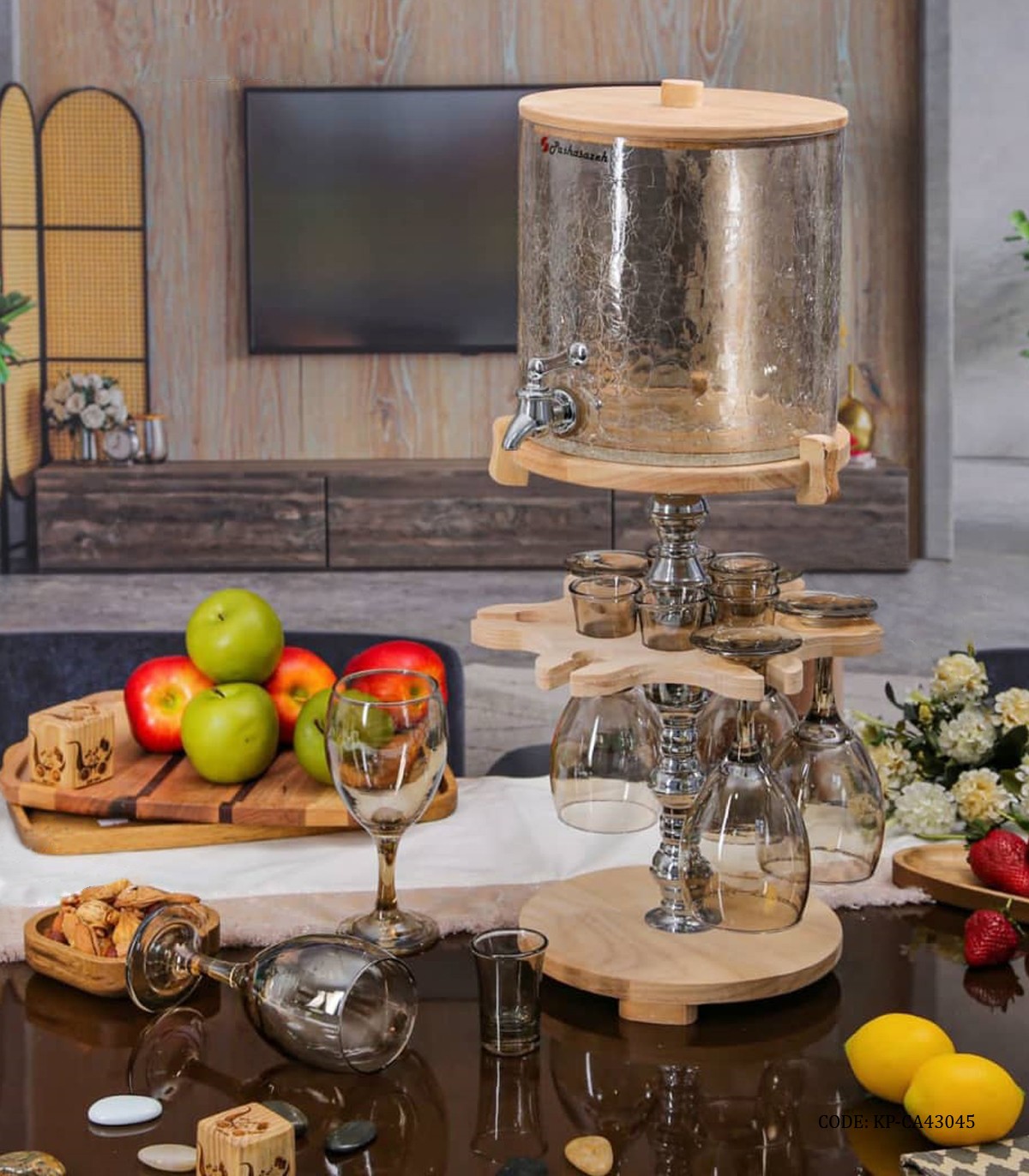 کلمن بار شیشه ای 4/5 لیتری به همراه جام و شات