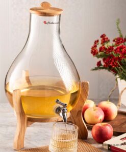 کلمن شیشه ای پایه چوبی 7 لیتری مدل ایکیا ساده