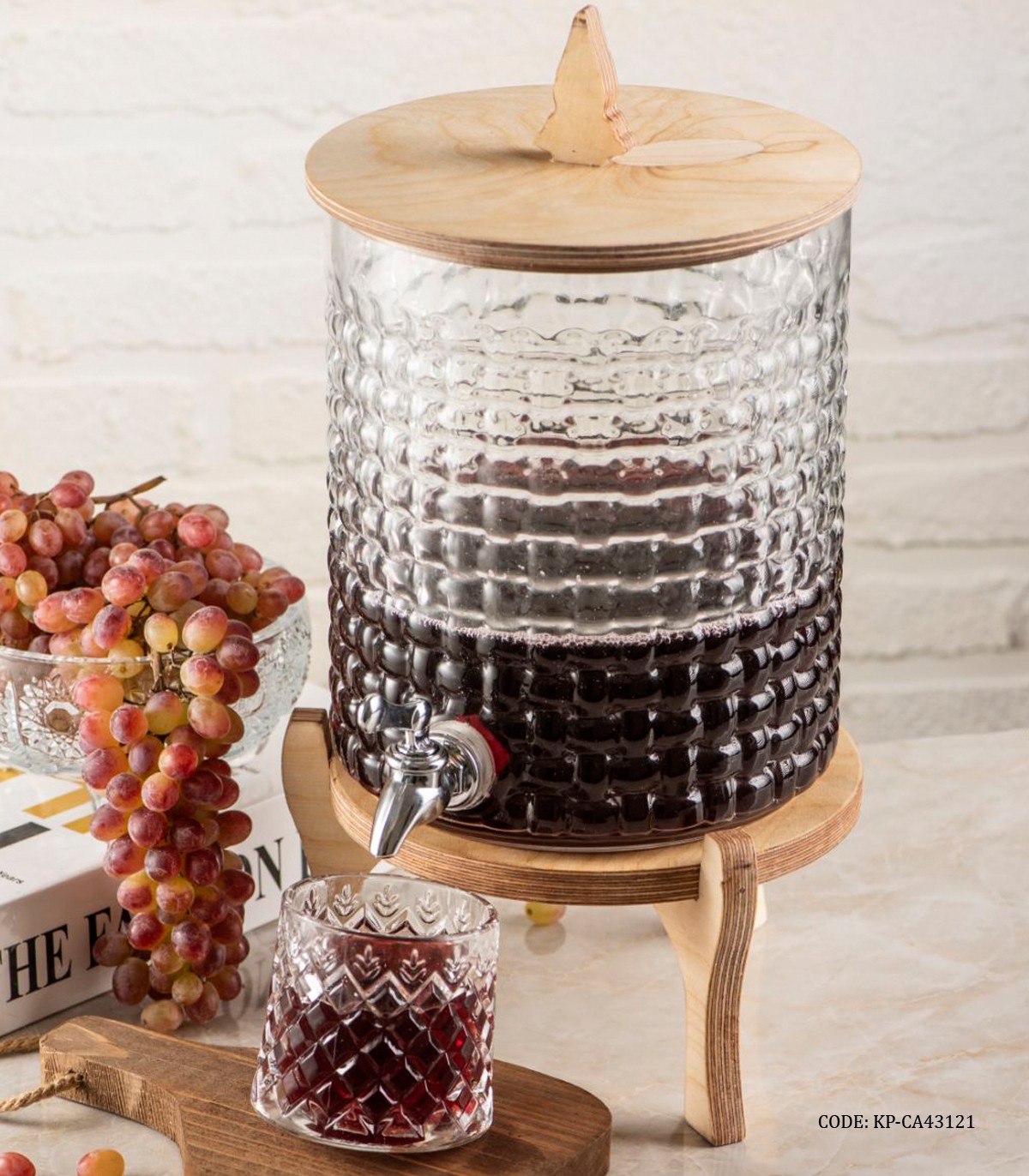 کلمن شیشه ای پایه دار مدل راتان