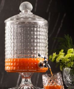 کلمن شیشه ای پایه بلوری 4.5 لیتری مدل راتان