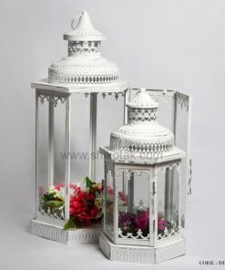 فانوس تزئینی فلزی شش ضلعی سایز کوجک