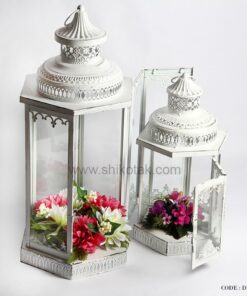 فانوس تزئینی فلزی شش ضلعی سایز کوجک