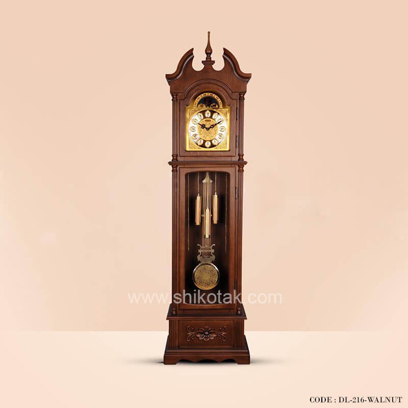 ساعت ایستاده چوبی سری 216 کرون قهوه ای