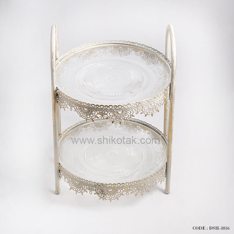 استند فلزی پتینه کاری بشقاب میوه خوری