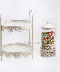 استند فلزی پتینه کاری بشقاب میوه خوری