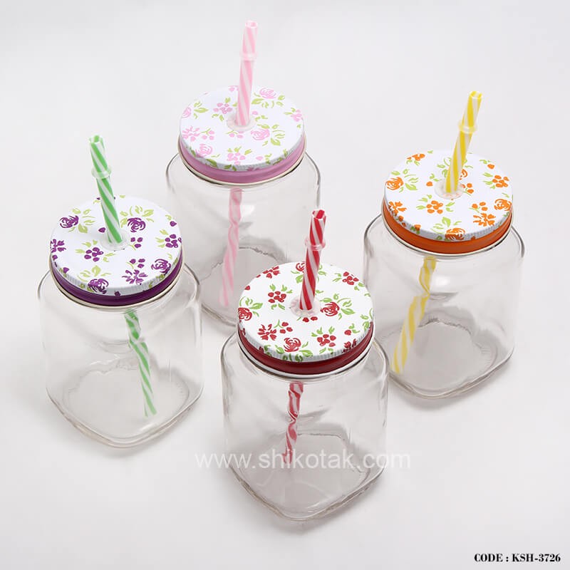 لیوان اسموتی نی دار گل گلی