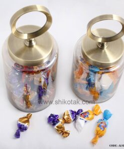 بانکه شیشه ای با درب فلزی دایره ای