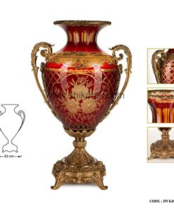 گلدان پایه برنز کوتاه قرمز طلایی سری012