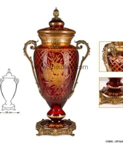 گلدان سلطنتی مدل کوزه ای بلند قرمز طلایی سری045