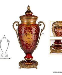 گلدان سلطنتی مدل کوزه ای کوتاه قرمز طلایی سری045