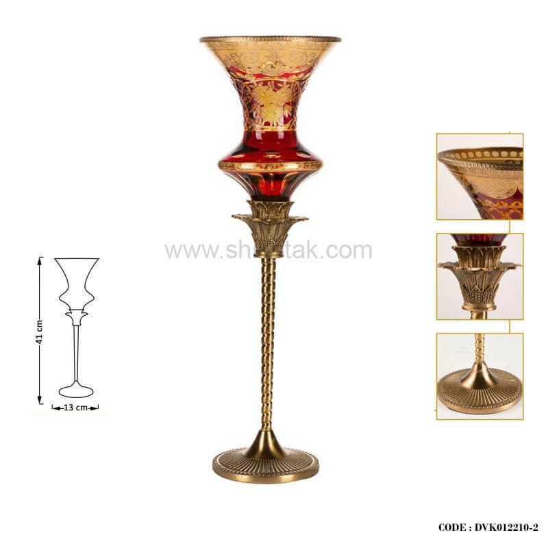 شمعدان سلطنتی کوتاه پایه برنز سری 110