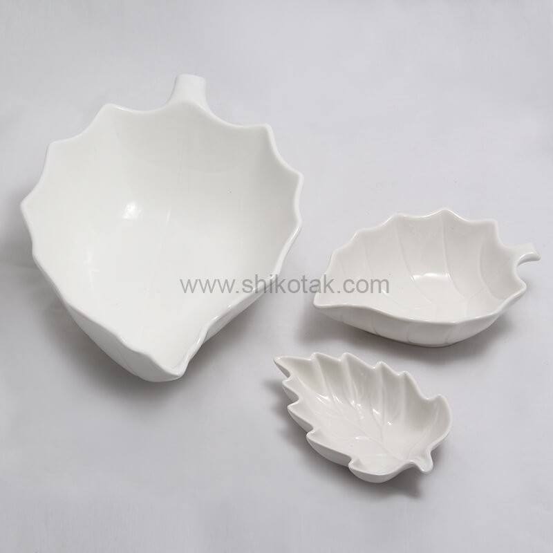 ظرف سالاد خوری سرامیکی متوسط طرح برگ