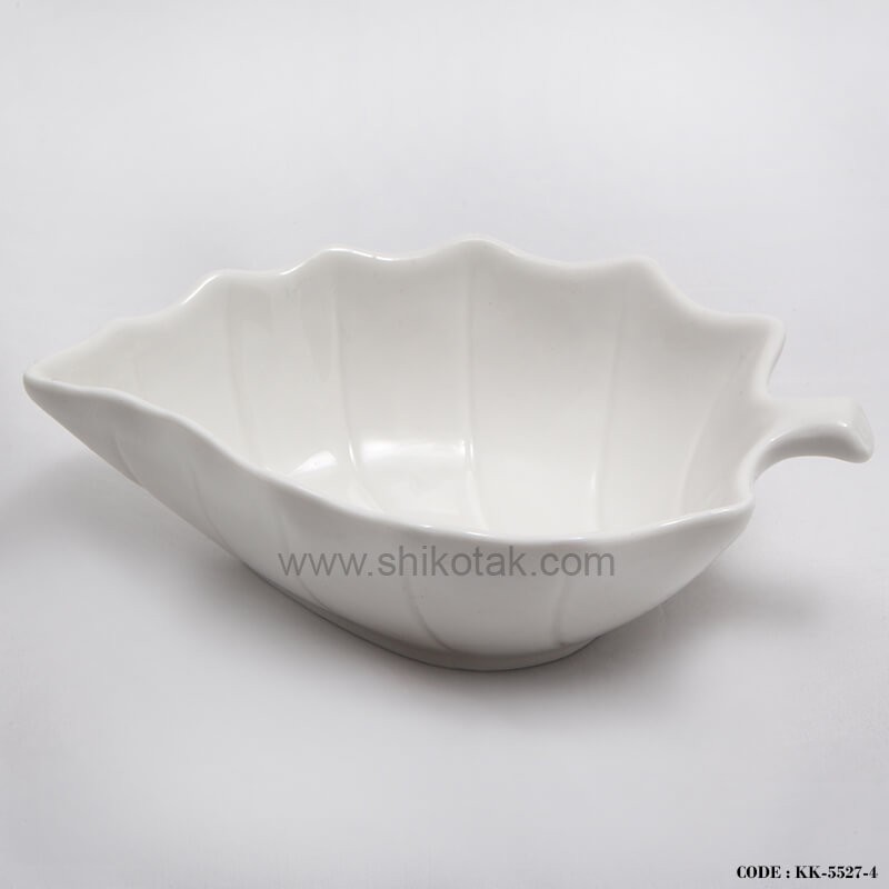 ظرف سالاد خوری سرامیکی متوسط طرح برگ