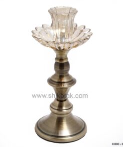 جاشمعی برنزی براق طرح گل