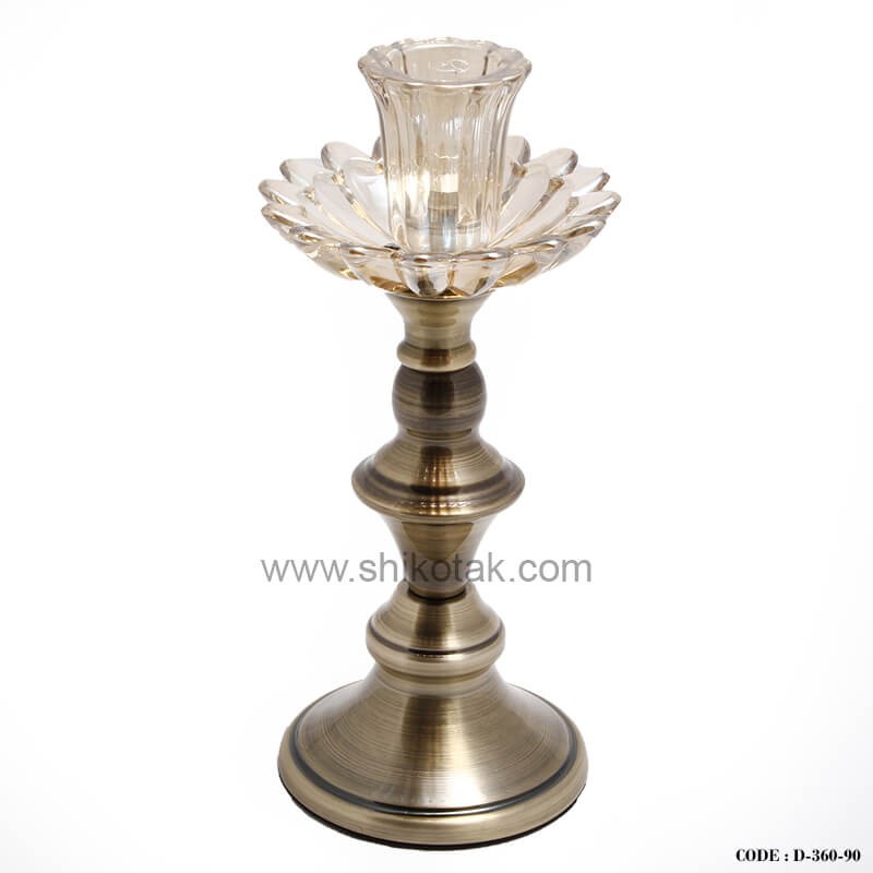 جاشمعی برنزی براق طرح گل