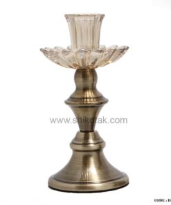 شمعدان برنزی براق طرح گل نیلوفر