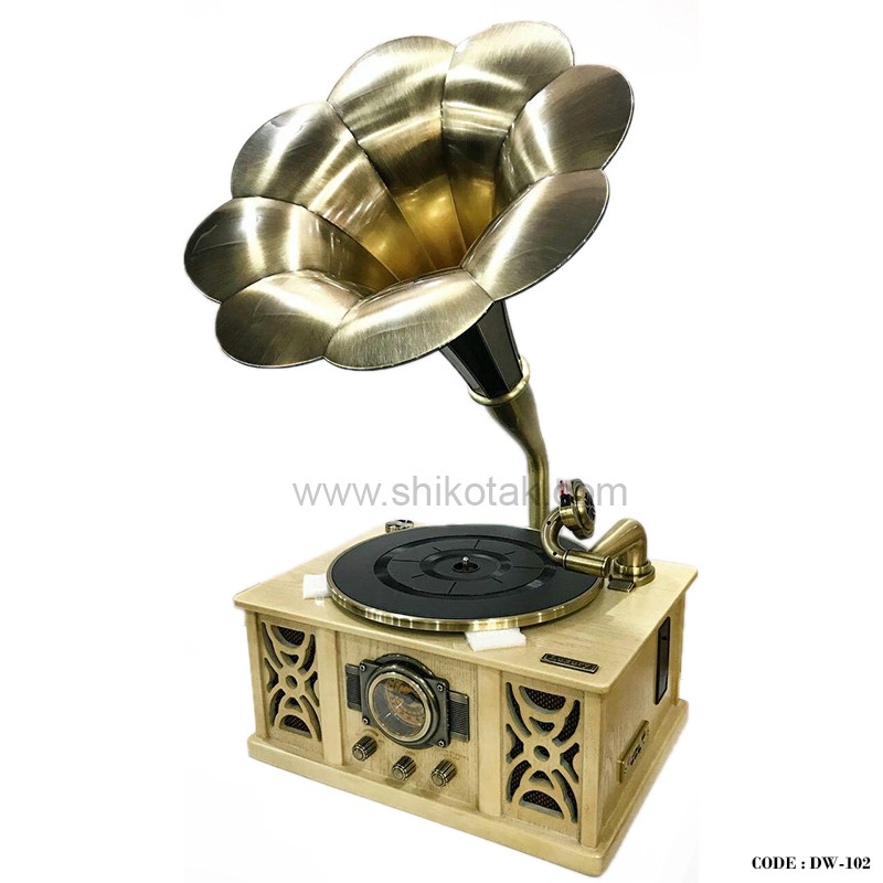 گرامافون رومیزی مدل آدرین رنگ کرمی