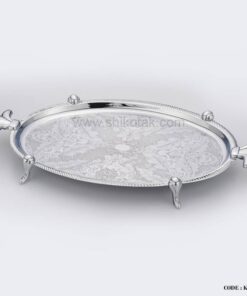 دیس سینی بیضی جم کروم طرحدار