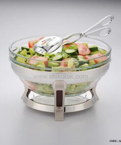 ظرف سالاد خوری استیل طرح چوب