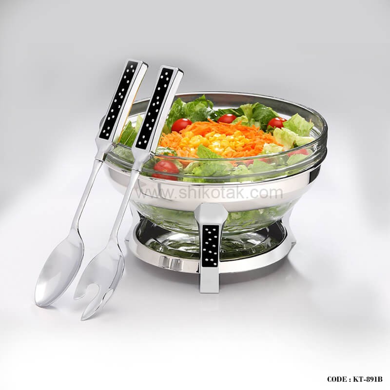 سالادخوری استیل پایه دار طرح دایموند