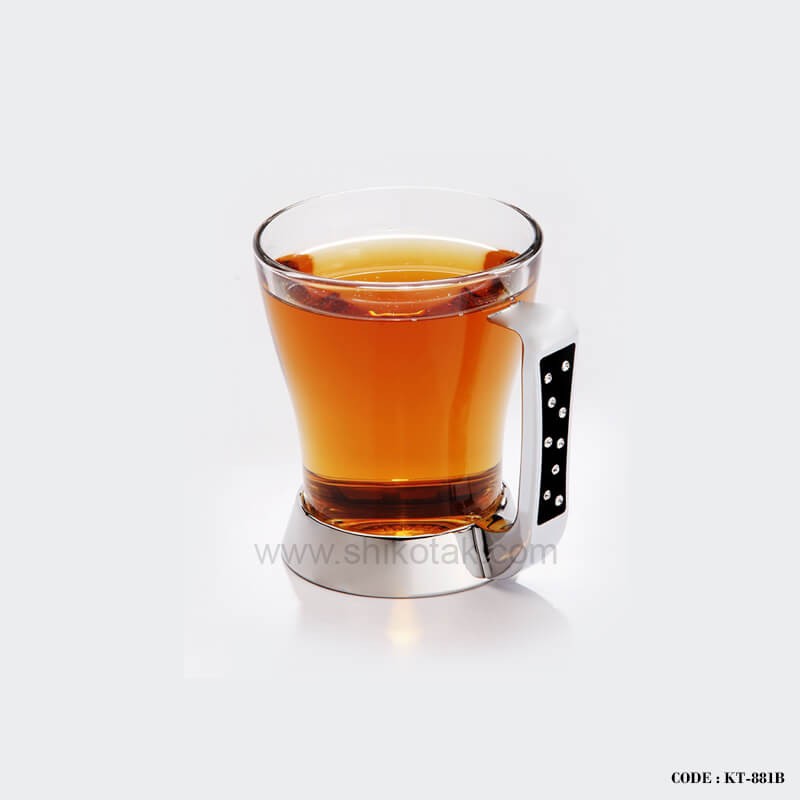 سرویس چای خوری استیل 6 نفره طرح دایموند