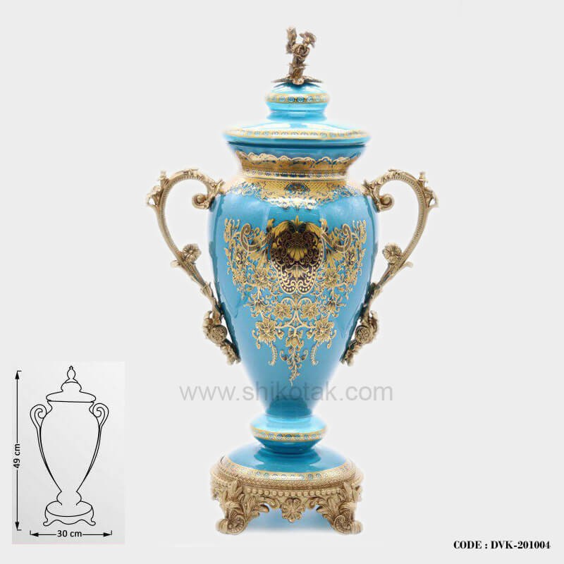 گلدان تزئینی مدل کوزه ای آبی سری004