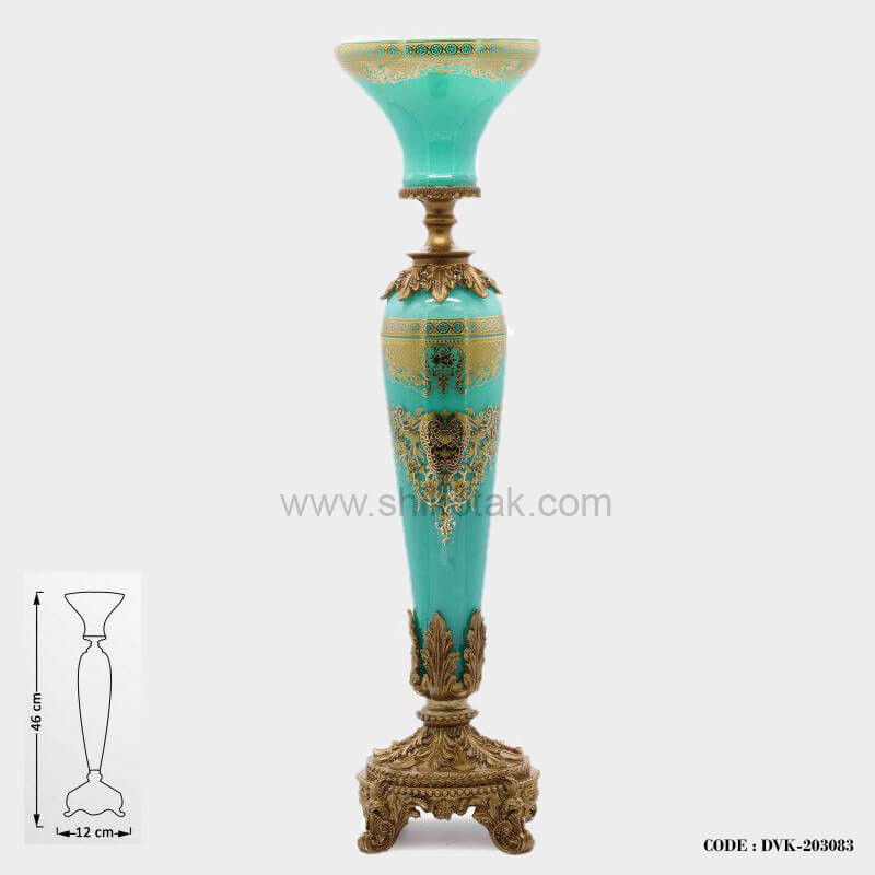 شمعدان زینتی فیروزه ای اشرافی سری 083