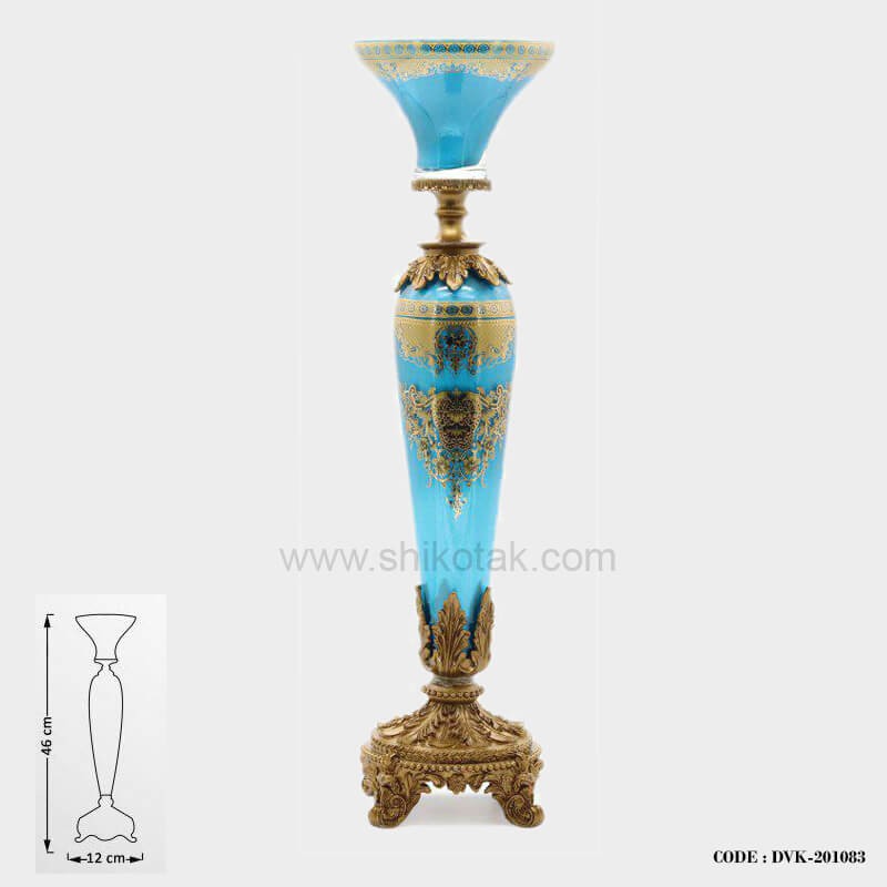 جا شمعی پایه برنز سلطنتی آبی سری 083